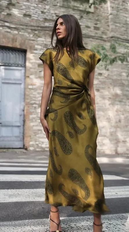 Vestido zara verde estampado