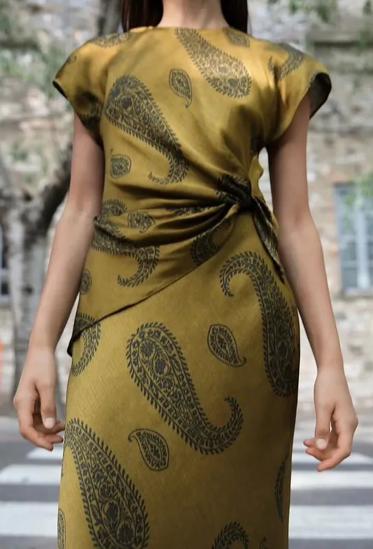 Vestido zara verde estampado