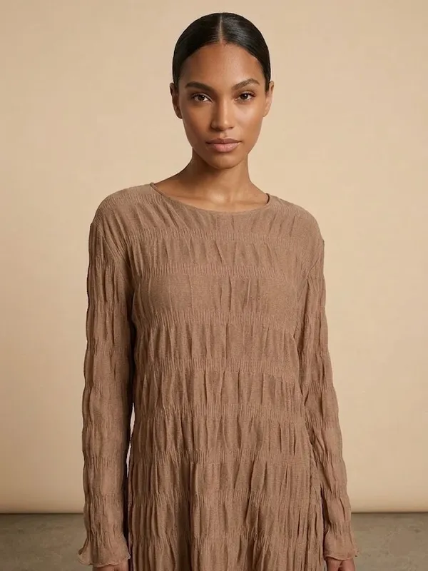 Remera frunces zara marrón