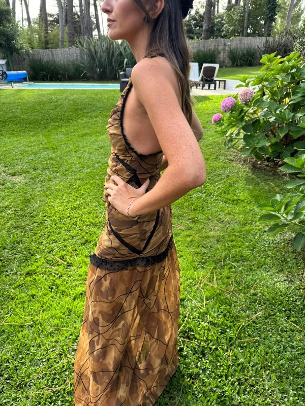 Vestido plan be estampa marrón