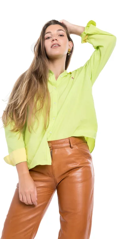 Pantalòn Agnes marròn en cuero. Club 1000.