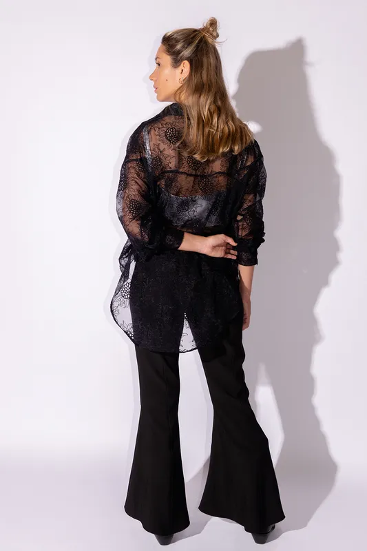 Pantalon semi oxford de zara negro