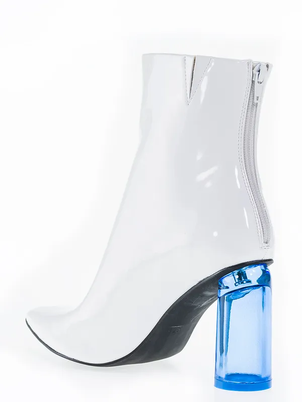 Botas Jeffrey Campbell Blanca taco turquesa