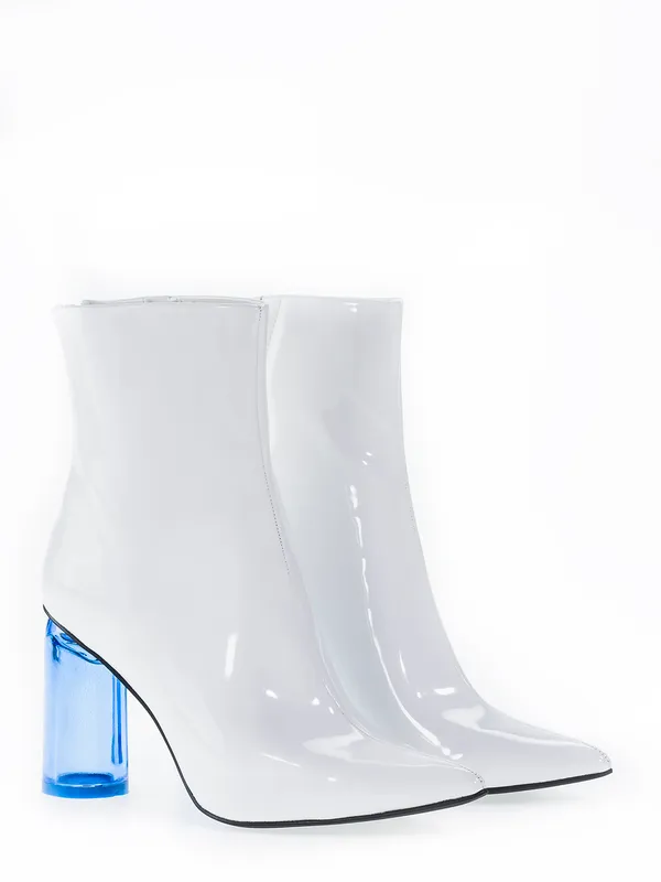 Botas Jeffrey Campbell Blanca taco turquesa