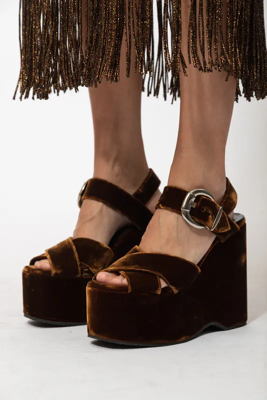 Sandalias Vienty Velvet Marron