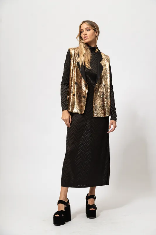 Chaleco Quina Lentejuelas serpiente oro