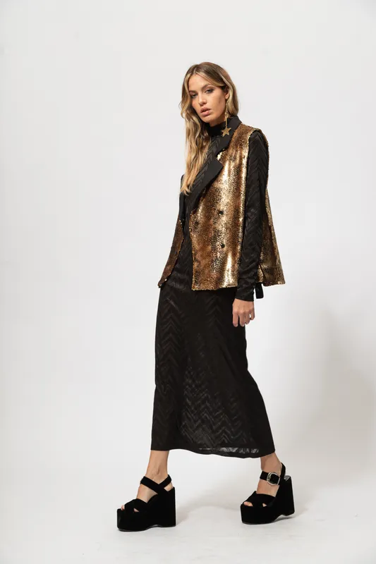 Chaleco Quina Lentejuelas serpiente oro