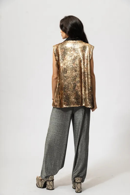 Chaleco Quina Lentejuela Serpiente Oro