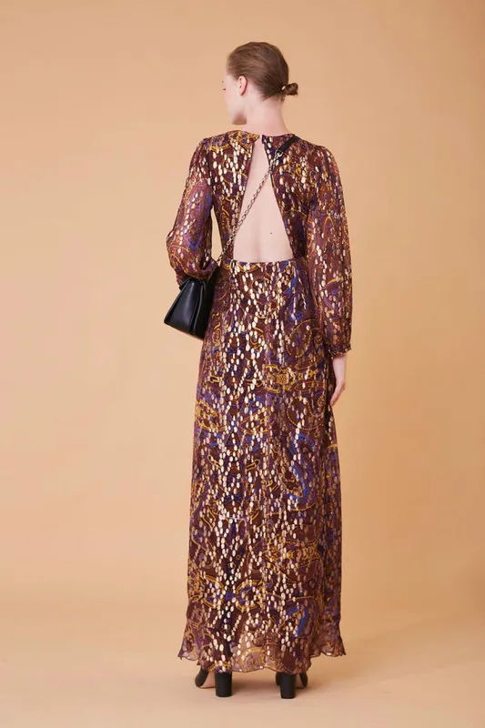 Vestido Cher Manga Largo Estampado Shiny