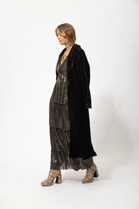 Chaqueta Blanka Lentejuela Negro Fur