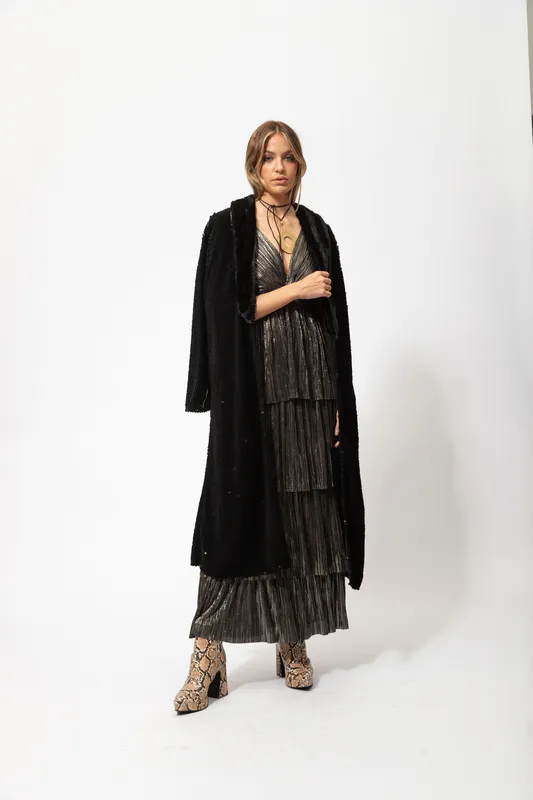 Chaqueta Blanka Lentejuela Negro Fur