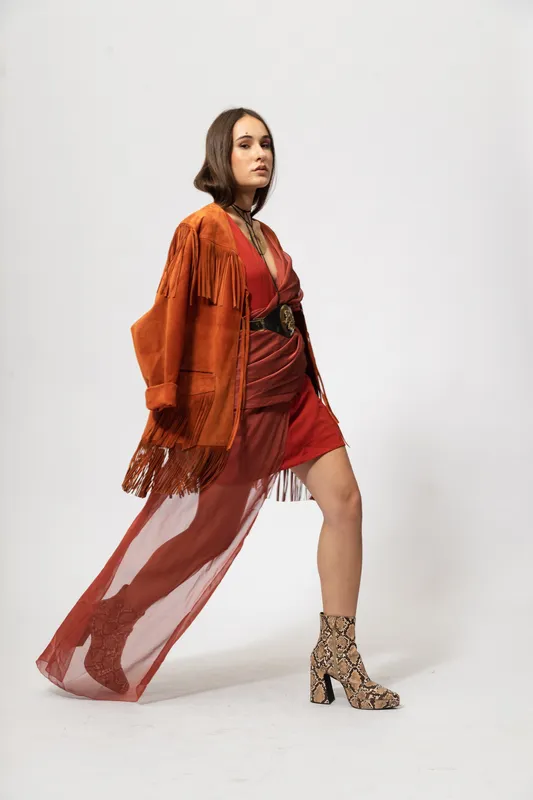 Chaqueta La Dovitch Fringe Naranja