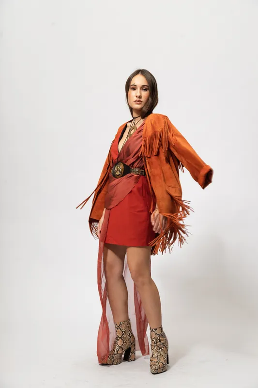 Chaqueta La Dovitch Fringe Naranja