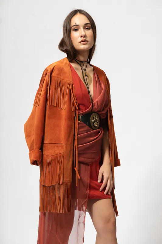 Chaqueta La Dovitch Fringe Naranja