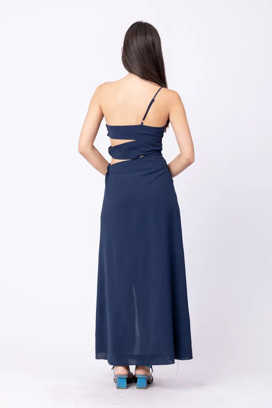 Vestido azul marino cut out shein