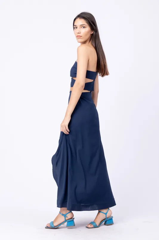 Vestido azul marino cut out shein