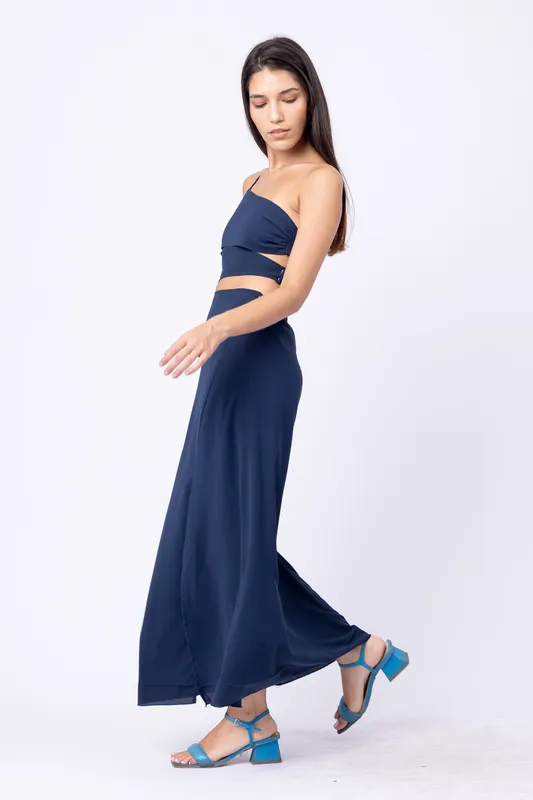 Vestido azul marino cut out shein
