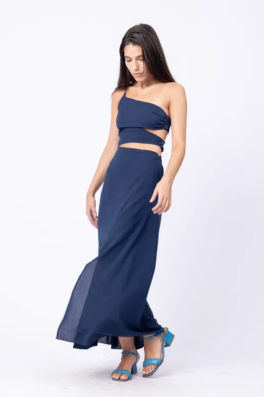 Vestido azul marino cut out shein