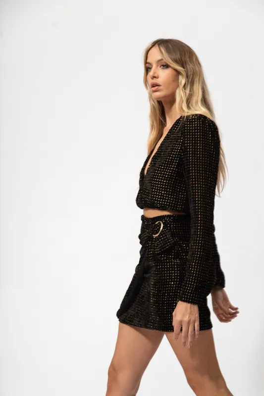 Falda house of harlow velve negro