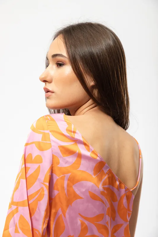 Top Zara Conjunto Rosa/Naranja