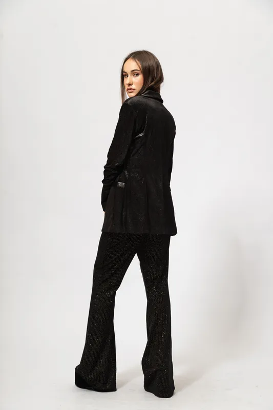 Pantalon Weili Zheng Velvet Negro/Oro