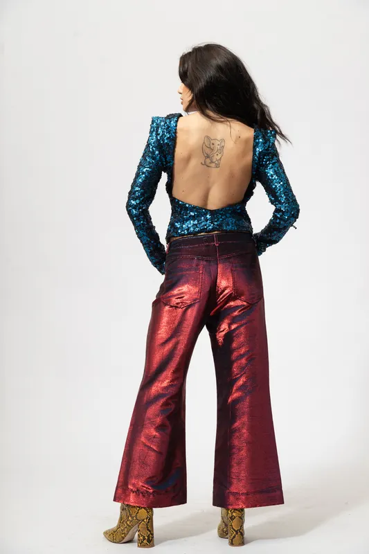 Pantalon CHER tornasolado rojo