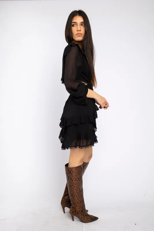 Vestido Asos Volados Negro