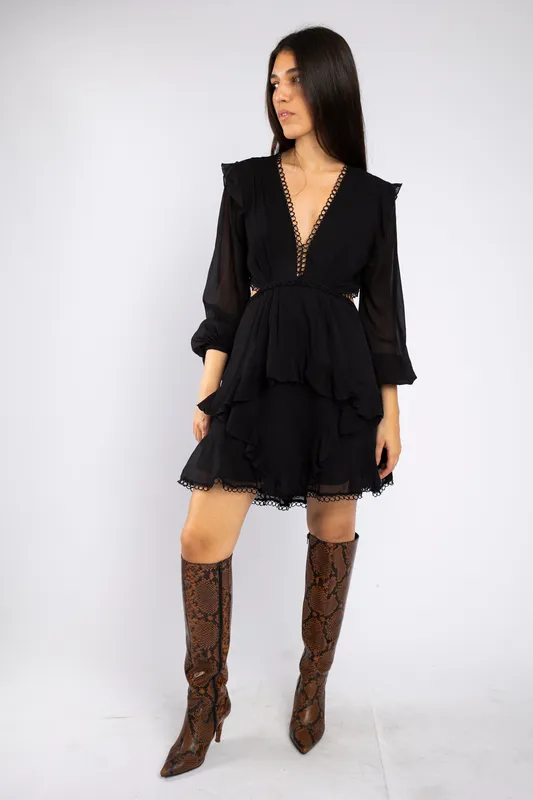 Vestido Asos Volados Negro