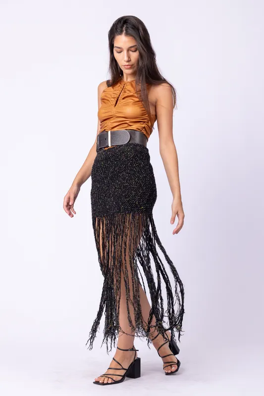 Top Free People frunce marron