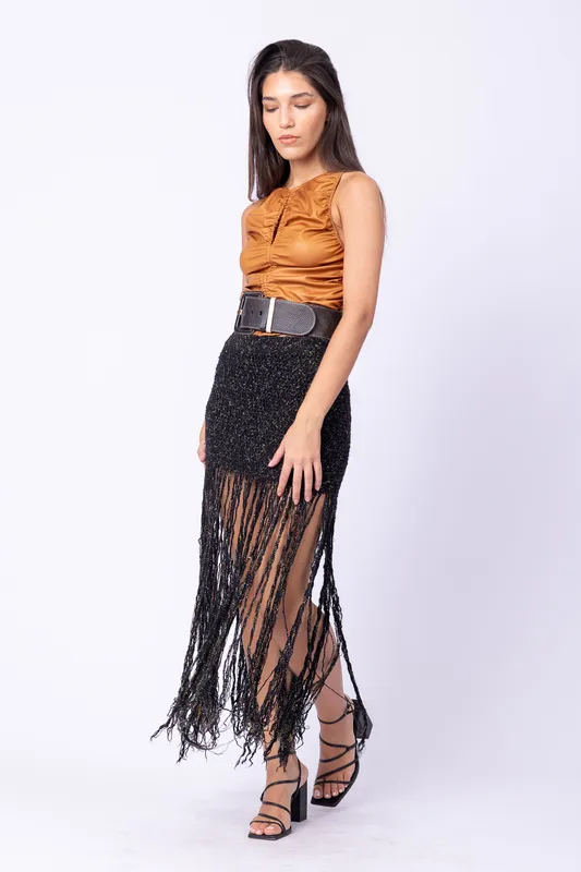 Top Free People frunce marron