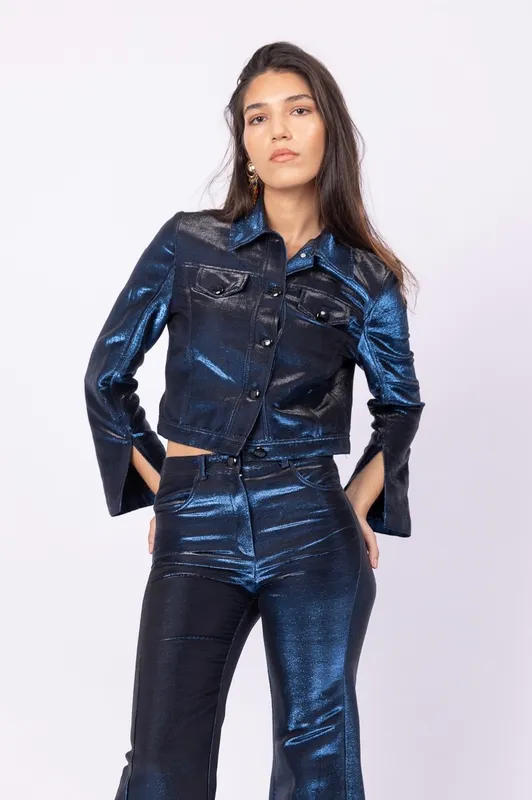 Chaqueta cher tornasolada azul