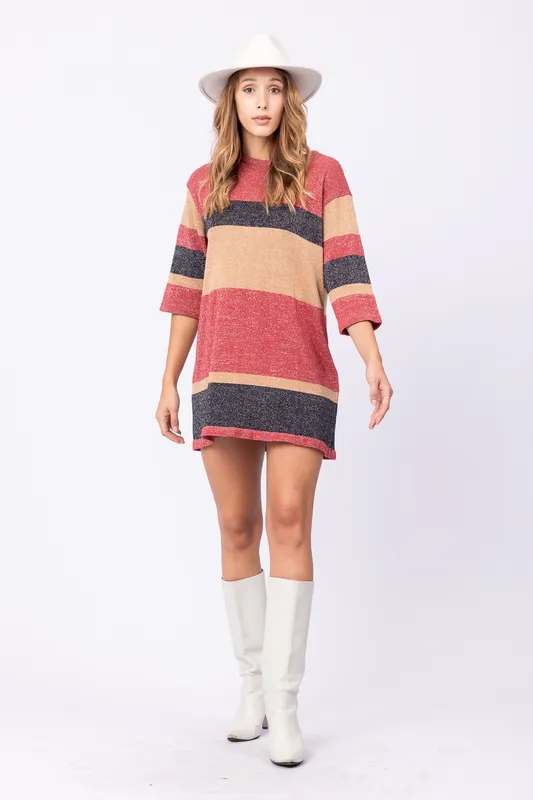 Remeron Hand rayado lurex rojo negro beige