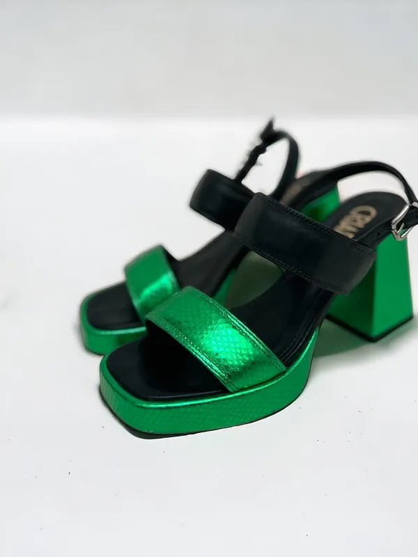 Sandalia Caro Criado Berna Negro y Verde 37