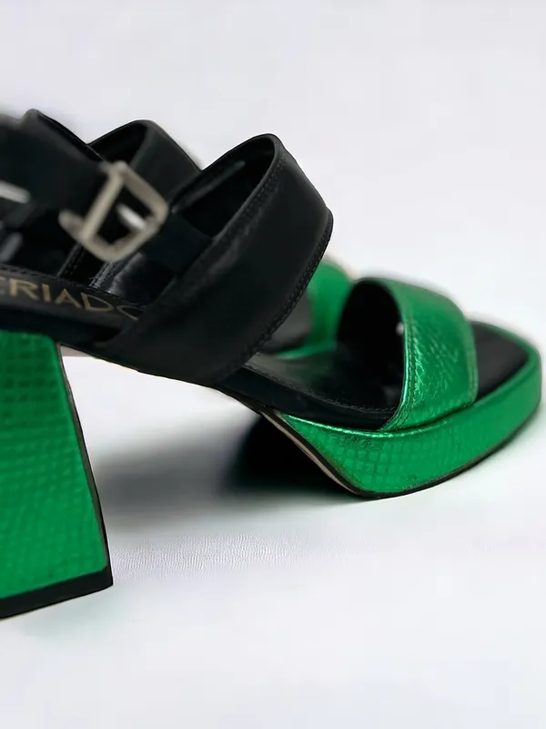 Sandalia Caro Criado Berna Negro y Verde 37