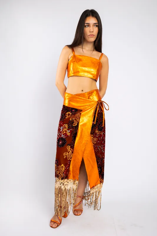 Falda Agnes Naranja Conjunto
