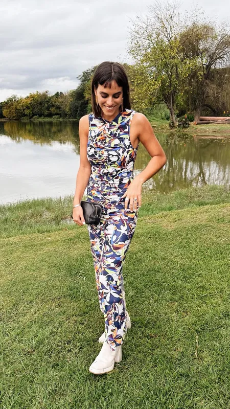 Vestido estampado y fruncido Cher