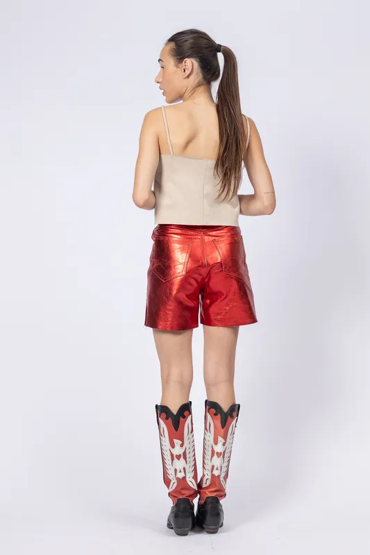 Bermuda Agnes Rojo Metalizado