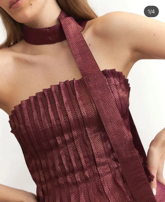 Top Strapless Bordó brillos Be Ganesha