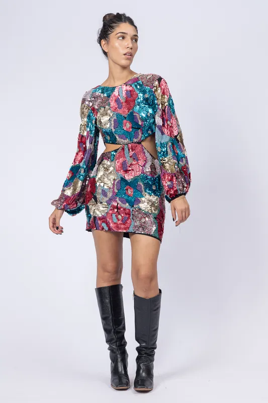 Vestido Flores Lentejuelas Cut ASOS
