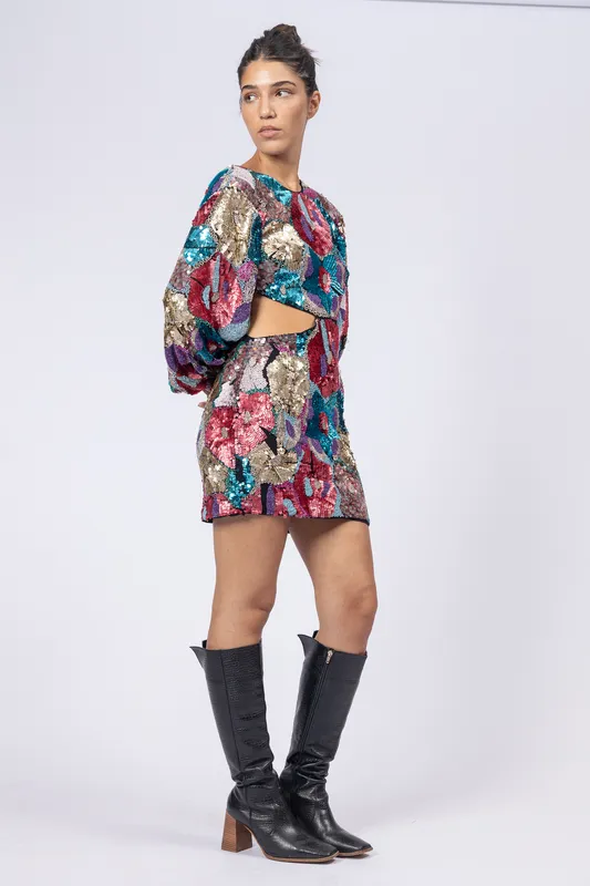 Vestido Flores Lentejuelas Cut ASOS