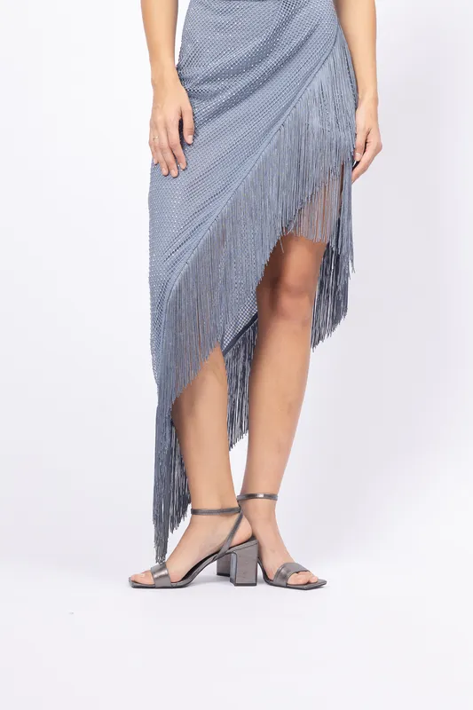 sandalia aura plateada t37