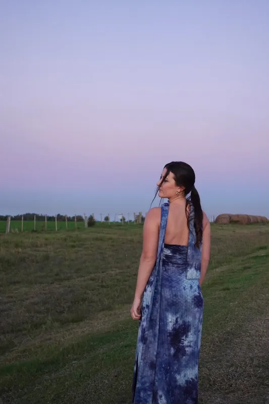 Vestido Strapless Batik Azul Pauli