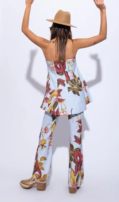 pantalon C/MEO collective celeste floreado conjunto