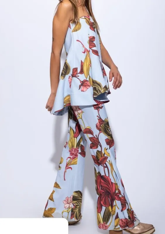 pantalon C/MEO collective celeste floreado conjunto