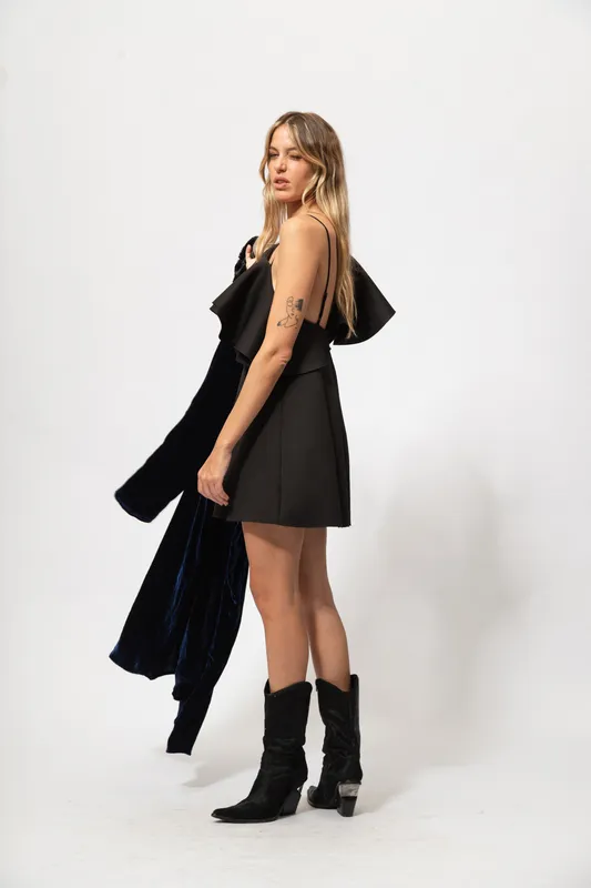 vestido Asos Volados un hombro Negro