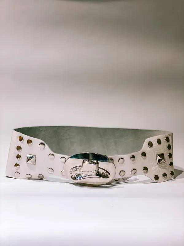 Faja Daches Cuero Blanco Hebilla Cowboy