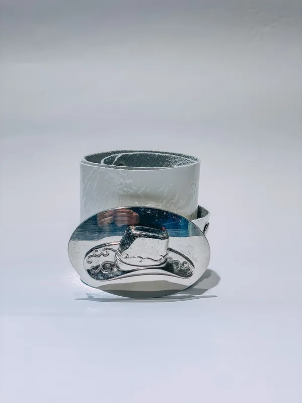 Faja Daches Cuero Blanco Hebilla Cowboy