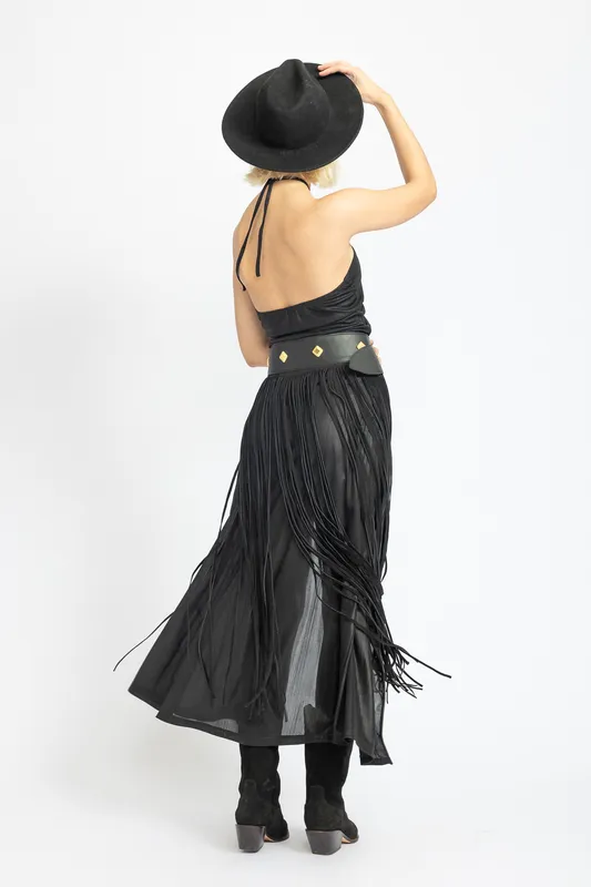 Falda Caro Criado Negro Irregular