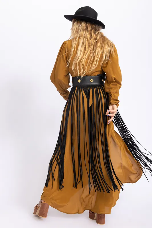 Cinturón Caro Criado Negro Flecos