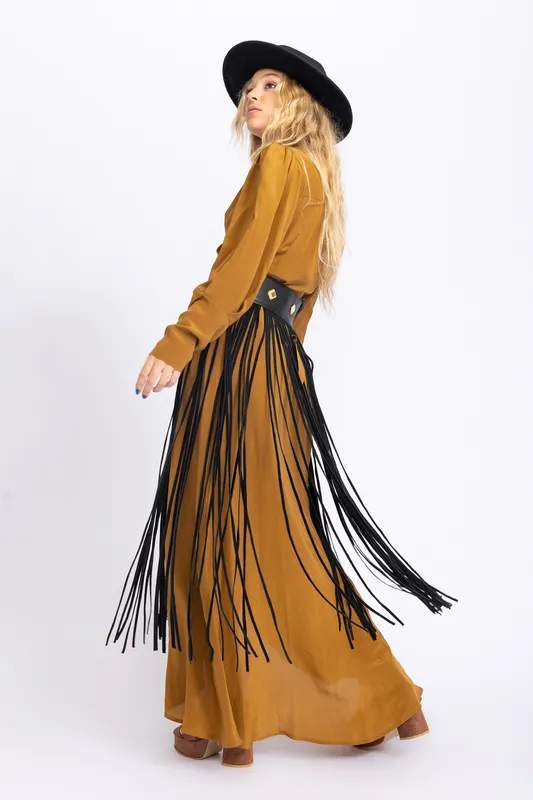 Cinturón Caro Criado Negro Flecos